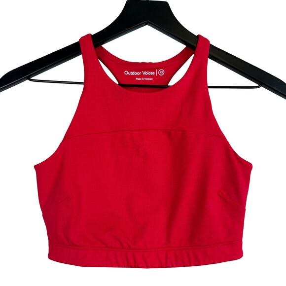 Outdoor Voices TechSweat High Neck Workout Crop Top Red - XS - Picture 1 of 5